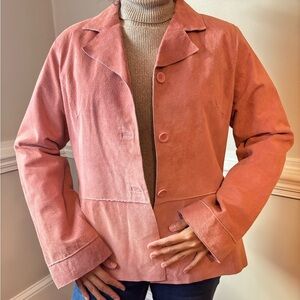 Y2K Boho Suede Preppy Pink Fairycore Leather Minimalist Fairy Jacket - Medium